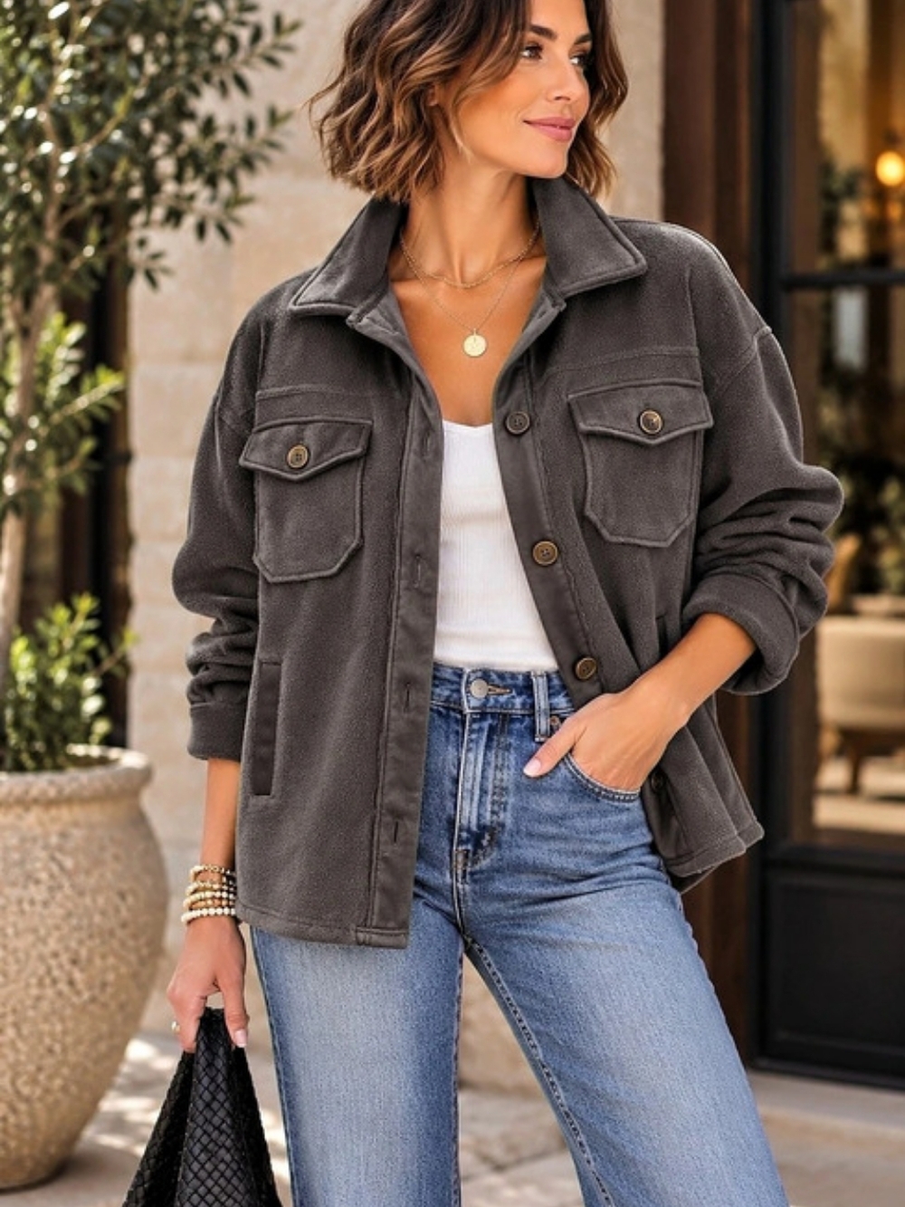 ZENNANA Utility Jacket in Gray Size Medium Like New